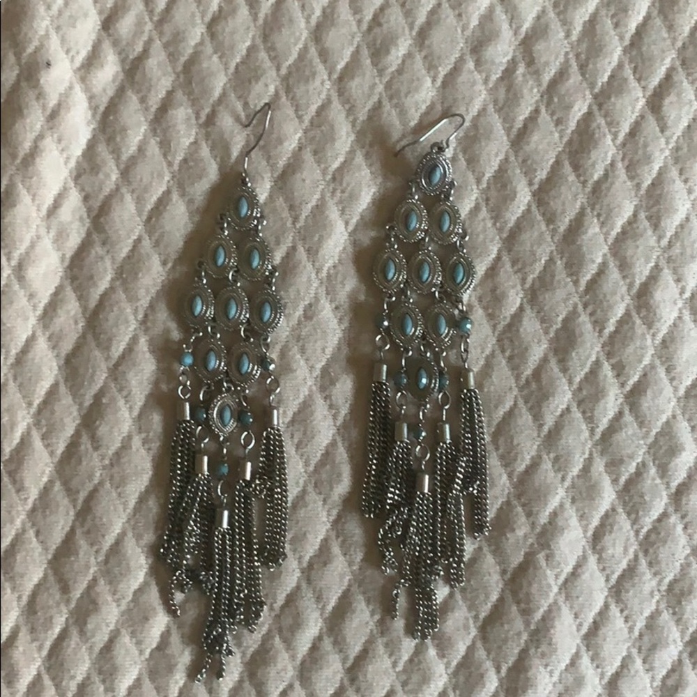 Silver/Teal Earrings